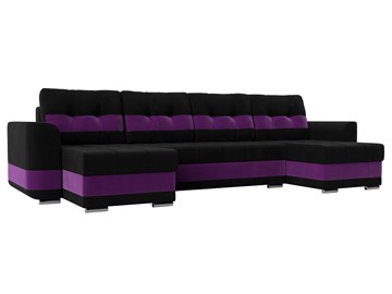 П-образный диван Честер, Черный/фиолетовый (вельвет) в Кургане