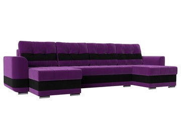 П-образный диван Честер, Фиолетовый/черный (вельвет) в Кургане