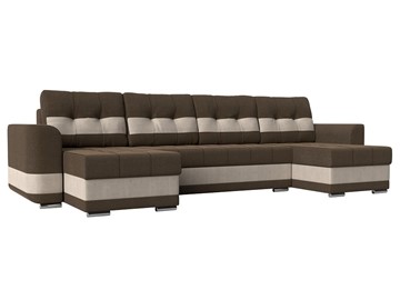 П-образный диван Честер, коричневый/бежевый (рогожка) в Кургане