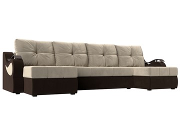 П-образный диван Меркурий П, Бежевый/коричневый (вельвет) в Кургане