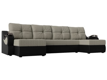 П-образный диван Меркурий П, Корфу 02 (рогожка)/черный (экокожа) в Кургане