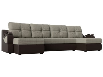 П-образный диван Меркурий П, Корфу 02 (рогожка)/коричневый (экокожа) в Кургане