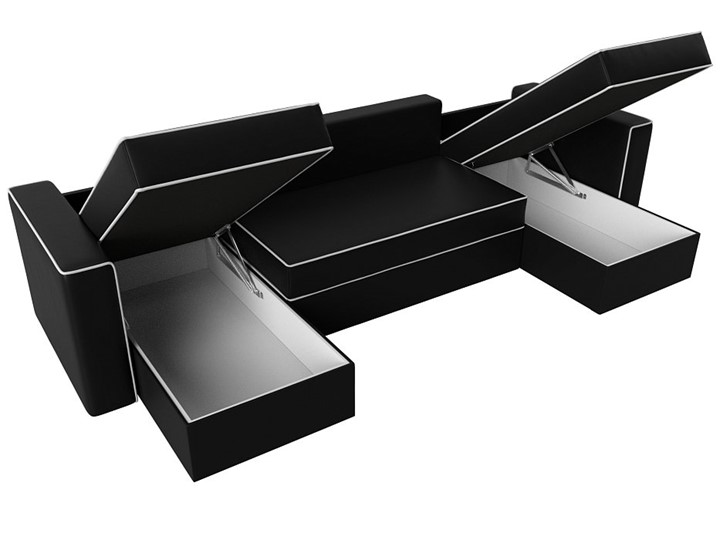 П-образный диван Принстон, Черный (Экокожа) боннель в Кургане - изображение 3