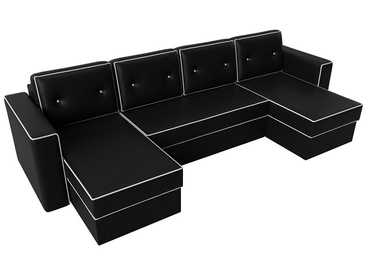 П-образный диван Принстон, Черный (Экокожа) боннель в Кургане - изображение 5