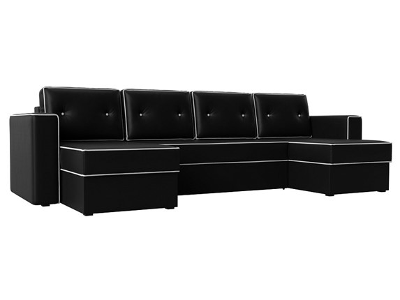 П-образный диван Принстон, Черный (Экокожа) боннель в Кургане - изображение