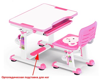 Растущая парта + стул Mealux BD-08 Teddy, pink, розовая в Кургане
