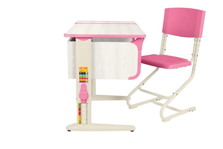 Детский стол-трансформер 4/75 (СУТ.41) + Polka_b 4/550 Рамух белый/бежевый/розовый в Кургане - изображение 6