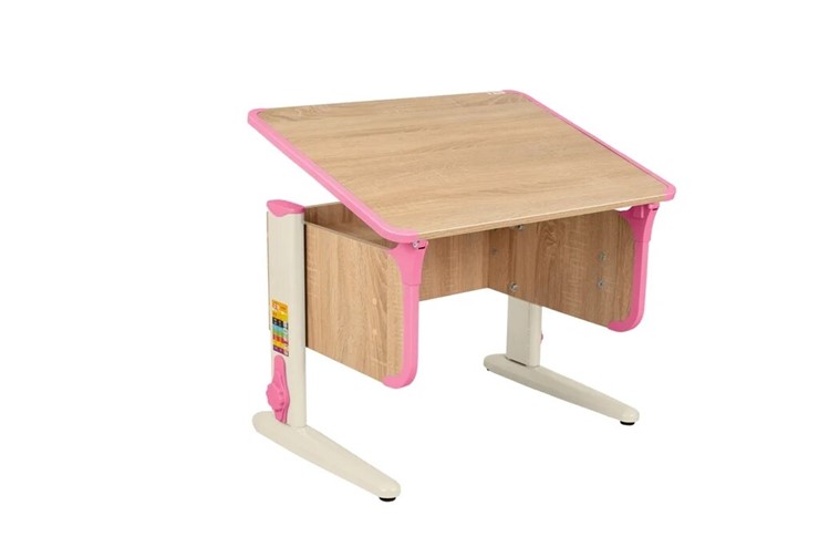 Детский стол-трансформер 4/75 (СУТ.41) Дуб сонома/бежевый/розовый в Кургане - изображение 5