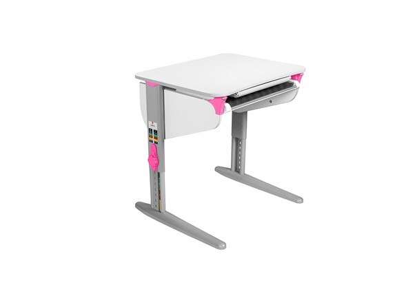 Детский стол-трансформер 5/75 (СУТ. 44) Белый/Серый/Розовый с лотком без полок в Кургане - изображение