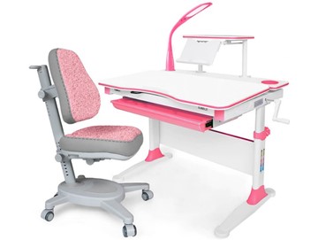 Растущая парта + стул Комплект Mealux EVO Evo-30 BL (арт. Evo-30 BL + Y-115 KBL), серый, розовый в Кургане
