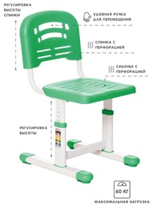 Растущий стул и растущая парта SET HOLTO-17А, зеленый в Шадринске - предосмотр 4