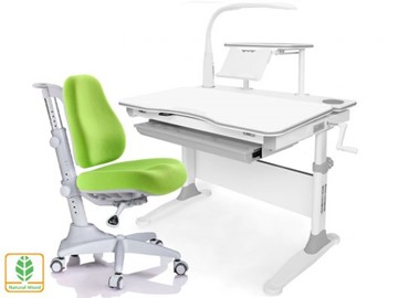 Растущая парта + стул Mealux EVO Evo-30 G (арт. Evo-30 G + Y-528 KZ) (дерево)/(стол+полка+кресло+чехол+лампа)/ белая столешница (дерево), цвет пластика серый в Шадринске