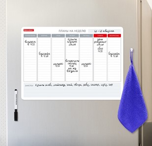 Доска-планинг магнитная на холодильник BRAUBERG на неделю, 42х30 см с маркером и салфеткой в Шадринске - предосмотр 4