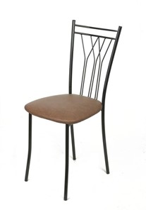 Кухонный стул Премьер СРП-097 Эмаль черная, экотекс коричневый в Кургане - предосмотр